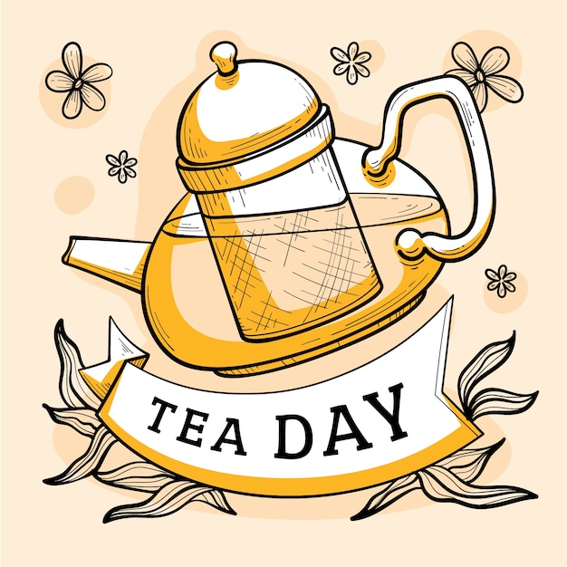 Dibujado a mano ilustración del día internacional del té