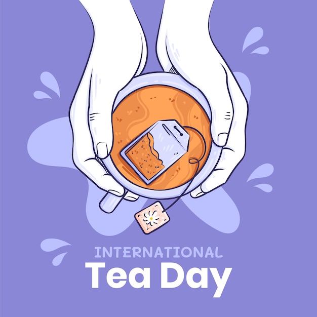 Vector gratuito dibujado a mano ilustración del día internacional del té