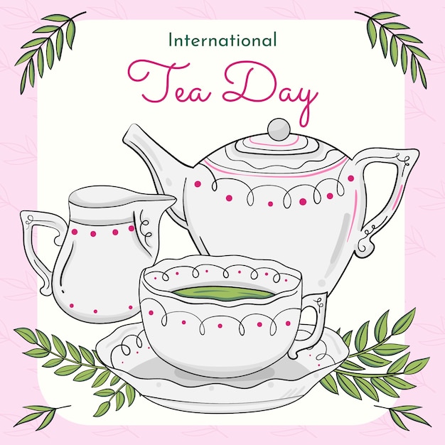 Dibujado a mano ilustración del día internacional del té