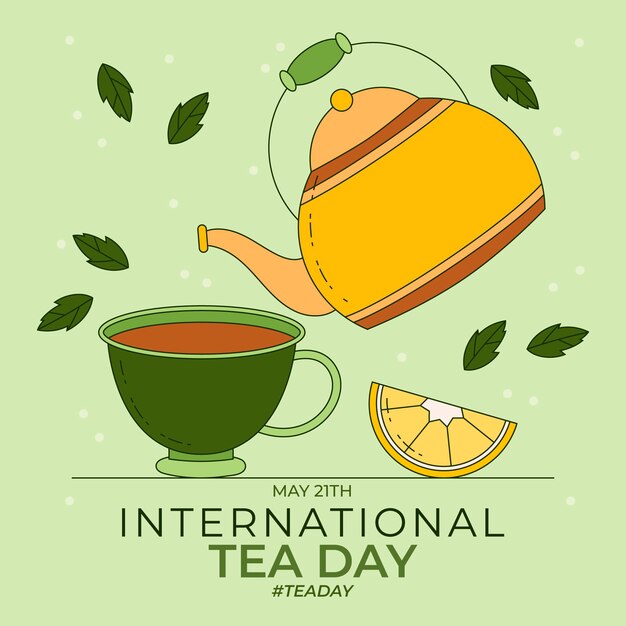 Dibujado a mano ilustración del día internacional del té