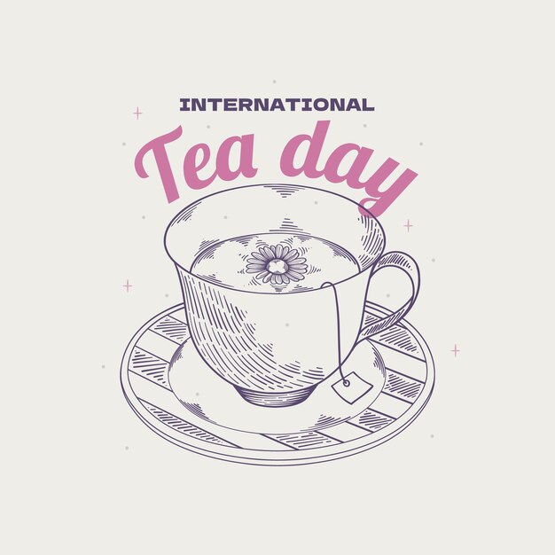 Dibujado a mano ilustración del día internacional del té