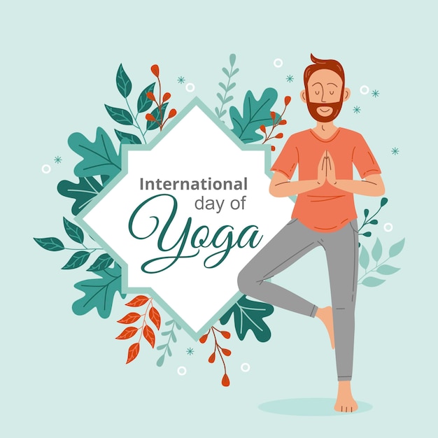 Vector gratuito dibujado a mano ilustración del día internacional del yoga