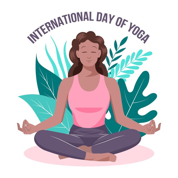 Dibujado a mano ilustración del día internacional del yoga