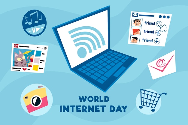 Dibujado a mano ilustración del día de internet
