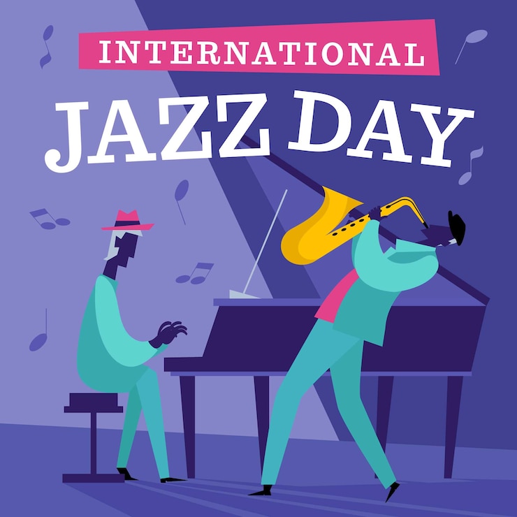 Vector gratuito dibujado a mano ilustración del día del jazz con músicos