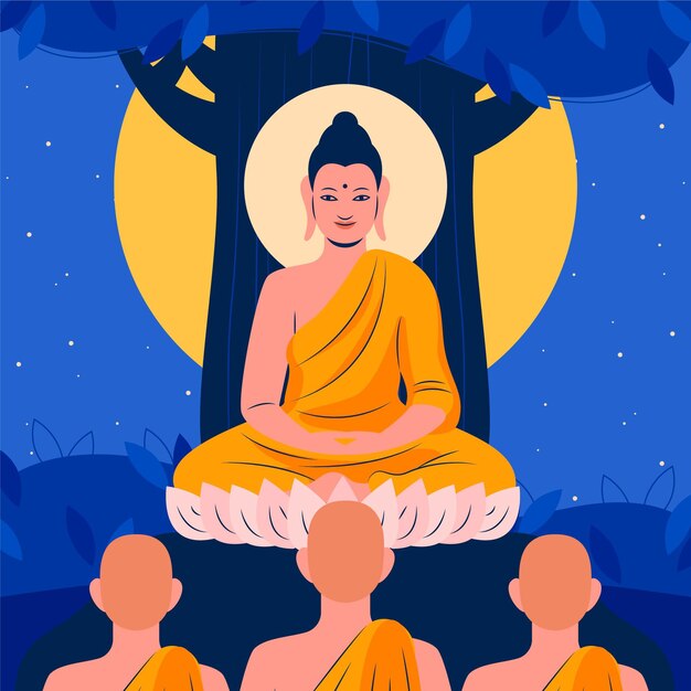 Dibujado a mano ilustración del día de makha bucha