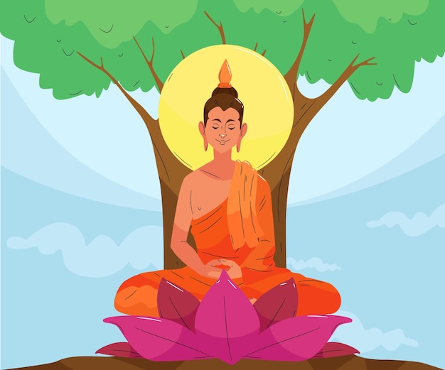 Vector gratuito dibujado a mano ilustración del día de makha bucha