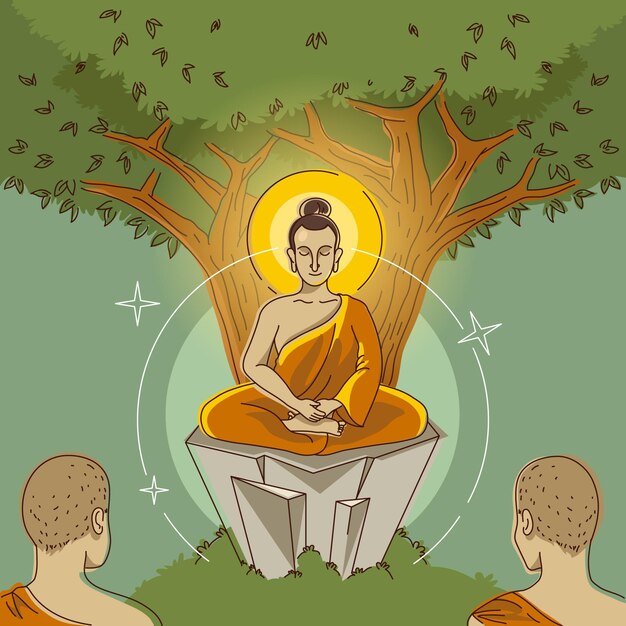 Dibujado a mano ilustración del día de makha bucha