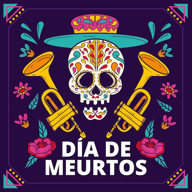 Vector gratuito dibujado a mano ilustración dia de muertos