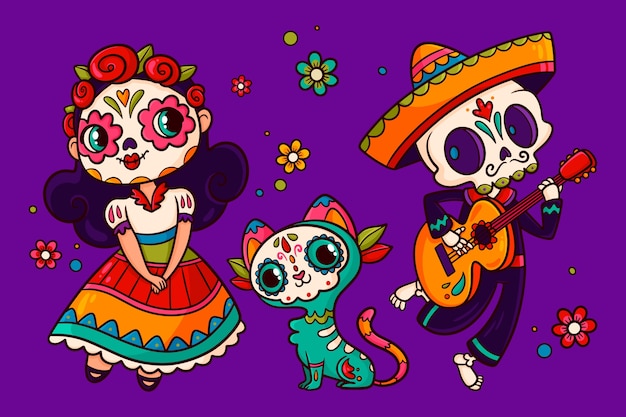 Dibujado a mano ilustración dia de muertos