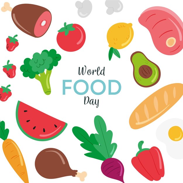 Dibujado a mano ilustración del día mundial de la alimentación