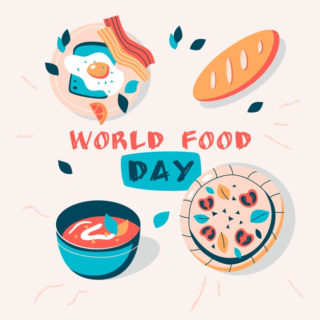 Dibujado a mano ilustración del día mundial de la alimentación