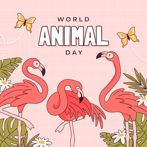 Dibujado a mano ilustración del día mundial de los animales