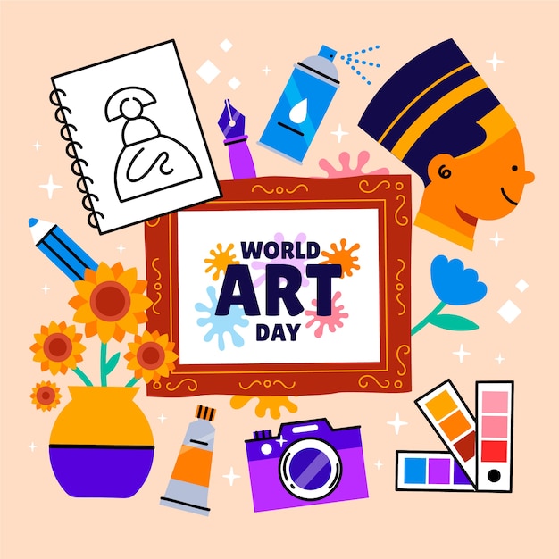 Dibujado a mano ilustración del día mundial del arte