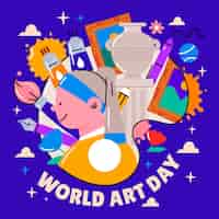 Vector gratuito dibujado a mano ilustración del día mundial del arte