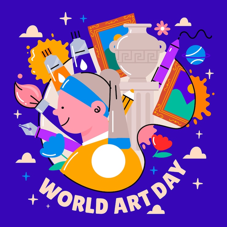 Vector gratuito dibujado a mano ilustración del día mundial del arte