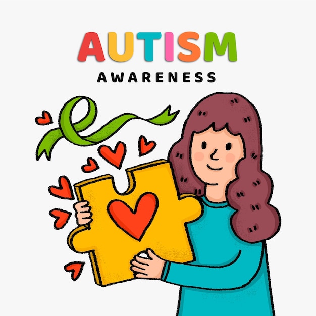 Vector gratuito dibujado a mano ilustración del día mundial del autismo