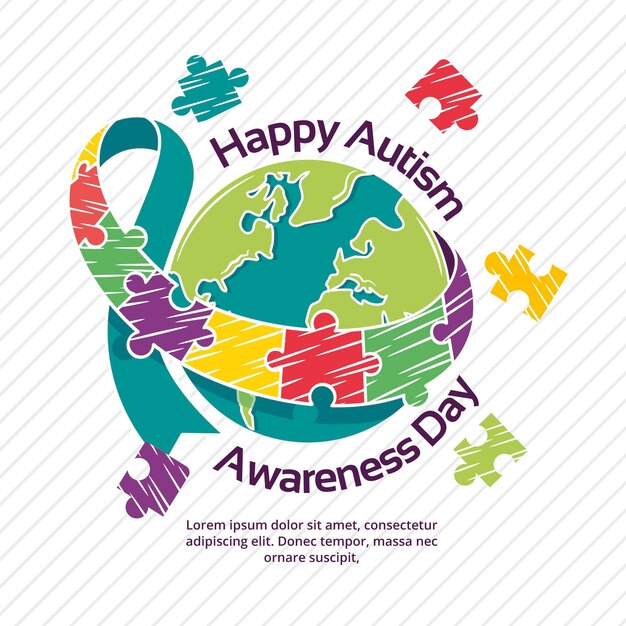 Dibujado a mano ilustración del día mundial del autismo