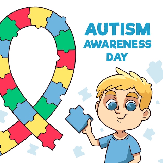 Vector gratuito dibujado a mano ilustración del día mundial del autismo