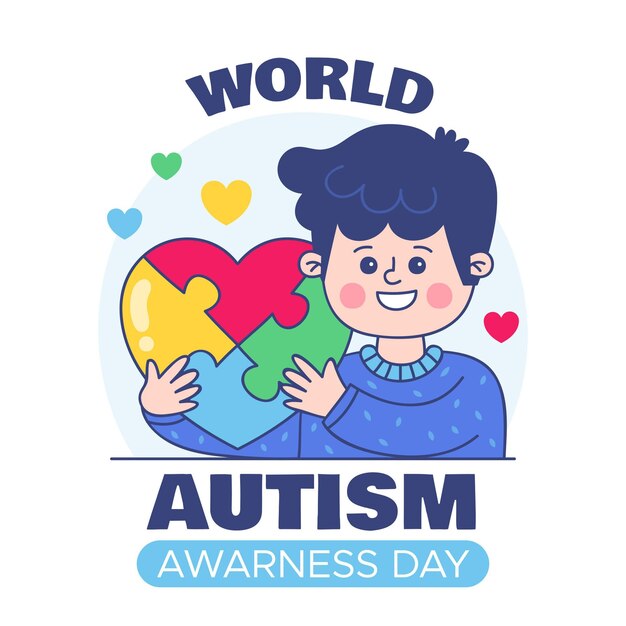 Dibujado a mano ilustración del día mundial del autismo