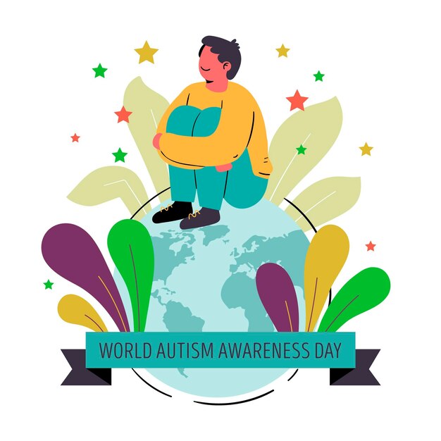 Dibujado a mano ilustración del día mundial del autismo