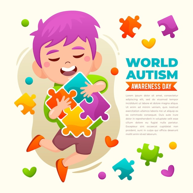 Vector gratuito dibujado a mano ilustración del día mundial del autismo
