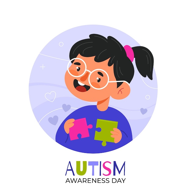 Dibujado a mano ilustración del día mundial del autismo