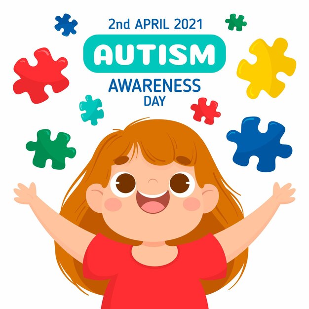 Dibujado a mano ilustración del día mundial del autismo