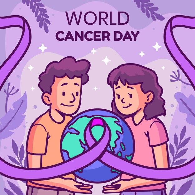 Dibujado a mano ilustración del día mundial del cáncer