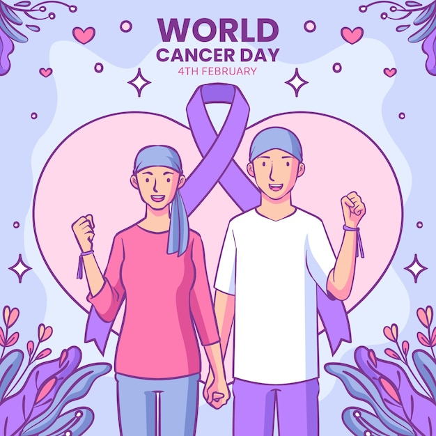 Dibujado a mano ilustración del día mundial del cáncer