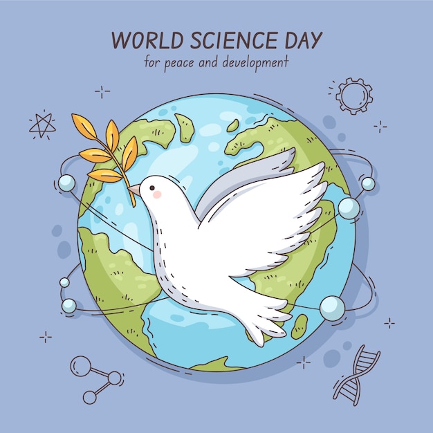 Dibujado a mano ilustración del día mundial de la ciencia