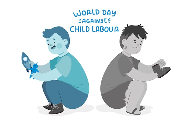 Dibujado a mano ilustración del día mundial contra el trabajo infantil