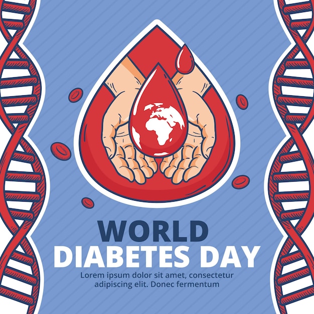 Dibujado a mano ilustración del día mundial de la diabetes
