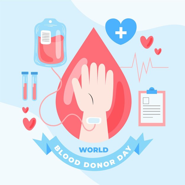 Dibujado a mano ilustración del día mundial del donante de sangre