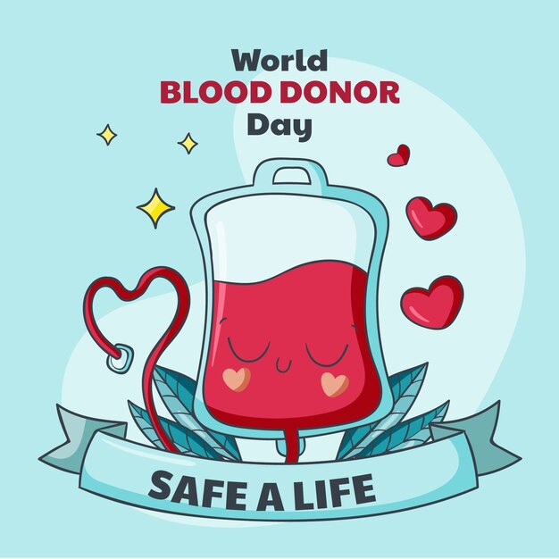 Dibujado a mano ilustración del día mundial del donante de sangre