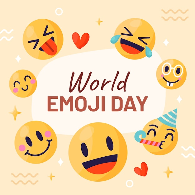 Vector gratuito dibujado a mano ilustración del día mundial del emoji