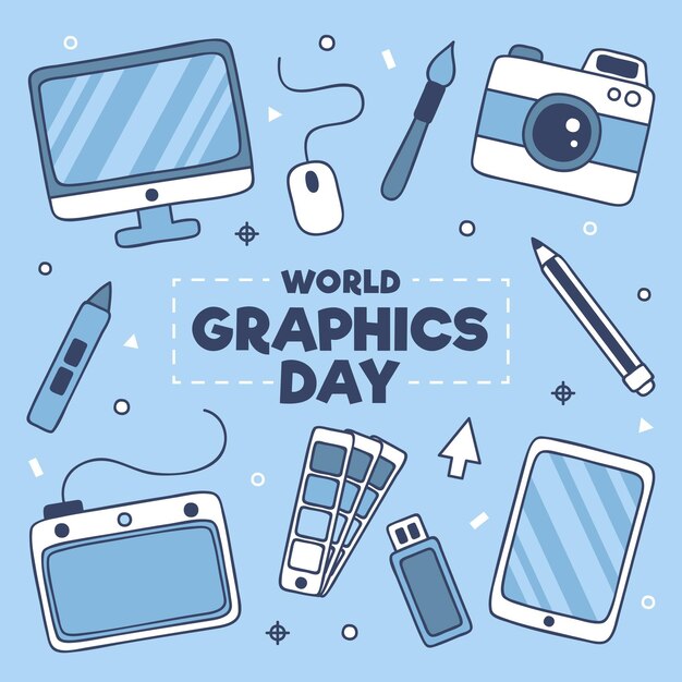 Dibujado a mano ilustración del día mundial de los gráficos