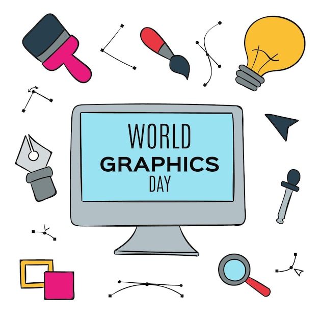 Vector gratuito dibujado a mano ilustración del día mundial de los gráficos