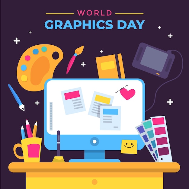 Vector gratuito dibujado a mano ilustración del día mundial de los gráficos