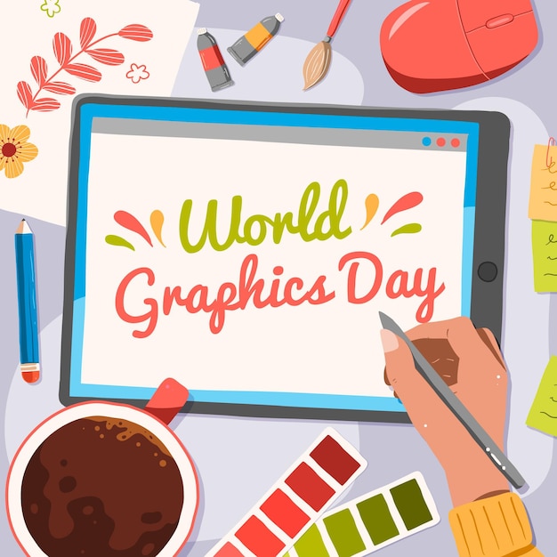 Dibujado a mano ilustración del día mundial de los gráficos