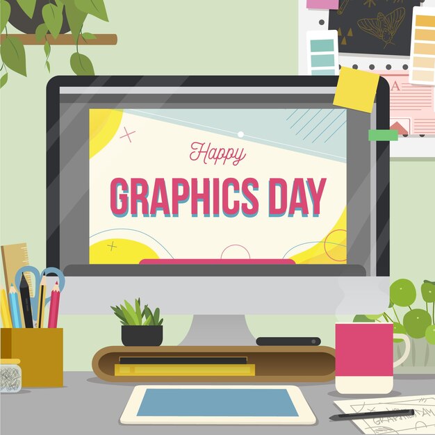 Dibujado a mano ilustración del día mundial de los gráficos