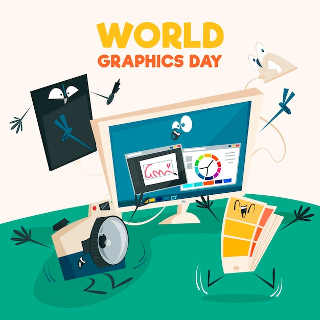 Vector gratuito dibujado a mano ilustración del día mundial de los gráficos