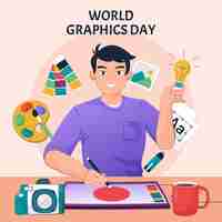 Vector gratuito dibujado a mano ilustración del día mundial de los gráficos