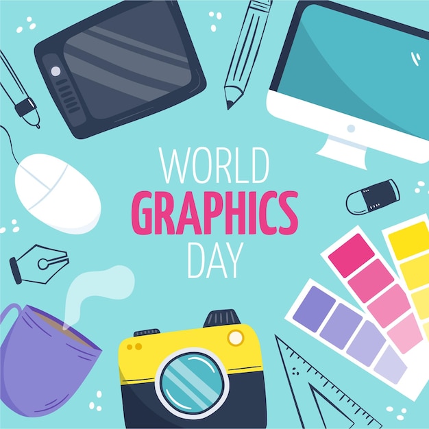 Dibujado a mano ilustración del día mundial de los gráficos