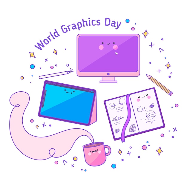 Dibujado a mano ilustración del día mundial de los gráficos