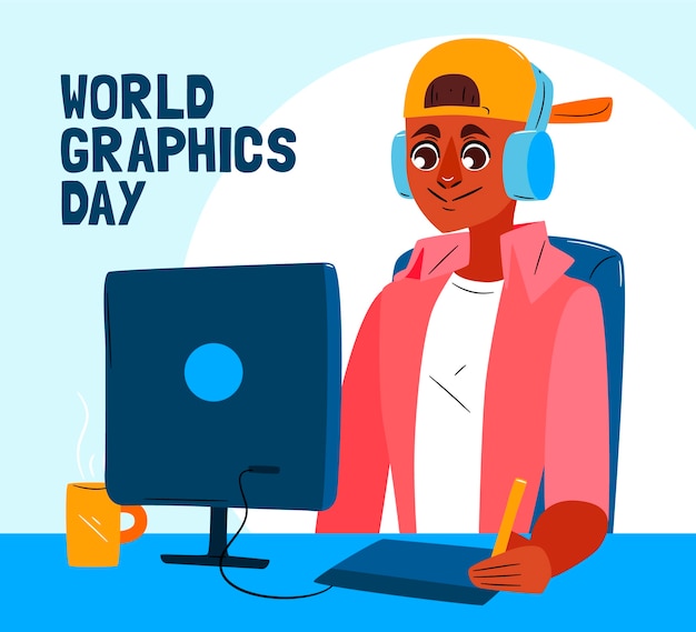 Dibujado a mano ilustración del día mundial de los gráficos