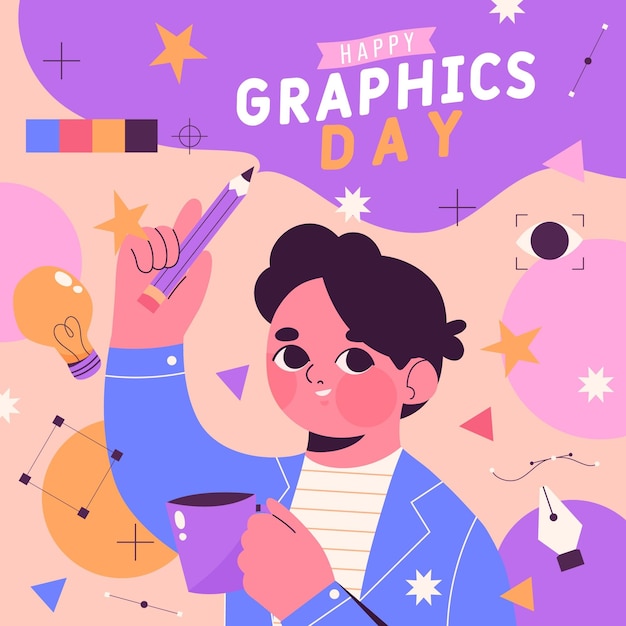 Dibujado a mano ilustración del día mundial de los gráficos