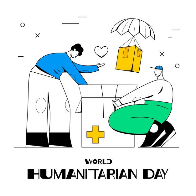Dibujado a mano ilustración del día mundial humanitario