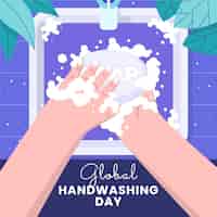 Vector gratuito dibujado a mano ilustración del día mundial del lavado de manos plano