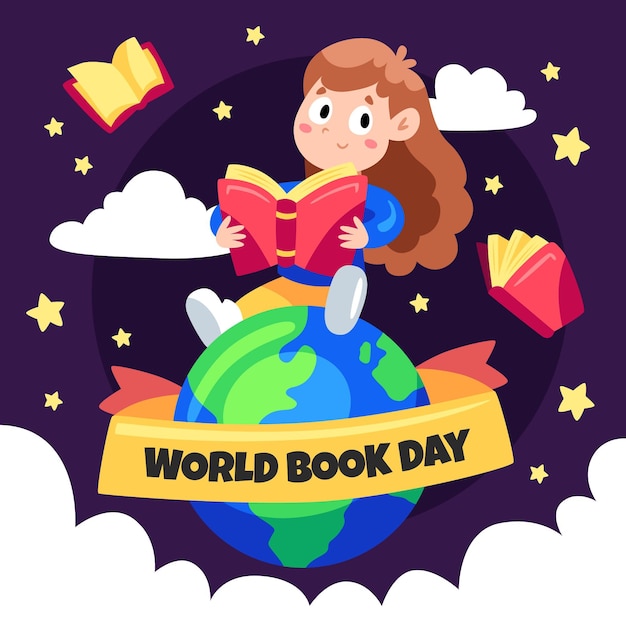 Vector gratuito dibujado a mano ilustración del día mundial del libro